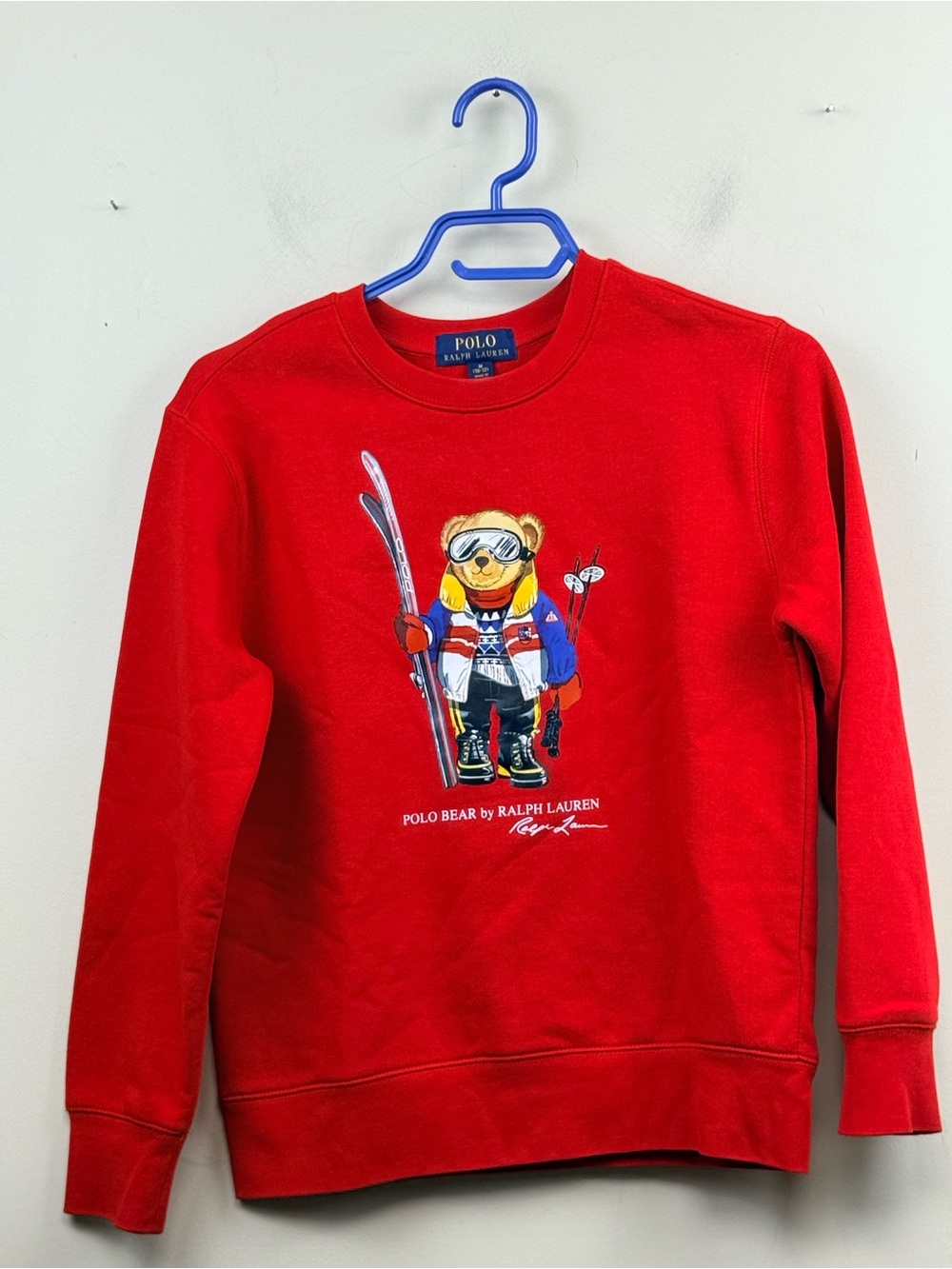 POLO RALPH LAUREN red skier bear  pull over fleece sweatshirt 10/12